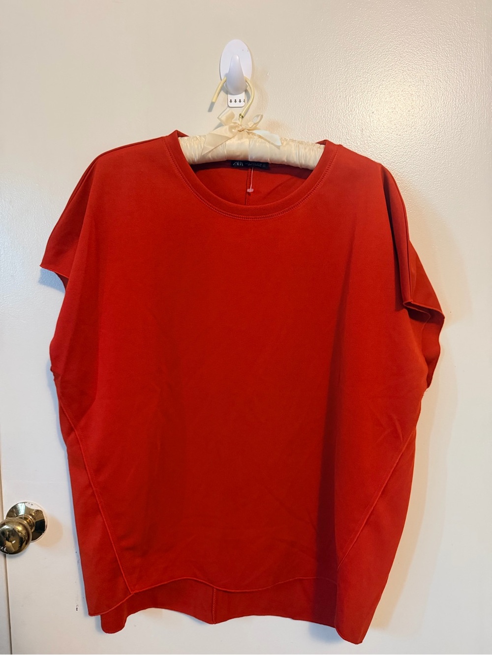 Zara Vibrant Burnt Orange Crewneck Top